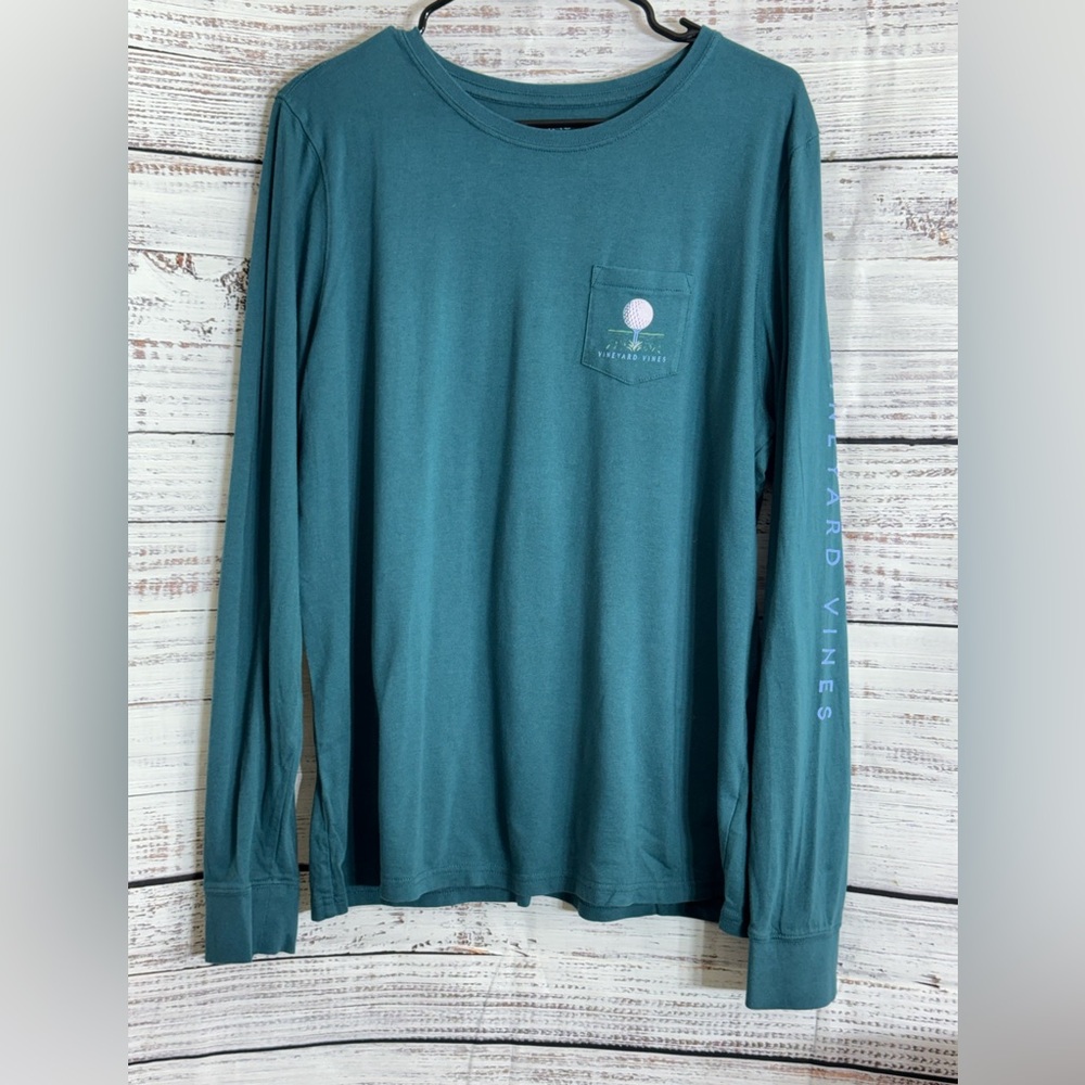 Vineyard Vines Tee Mens size XL Deep Teal Long Sleeve Crew Neck Pullover
